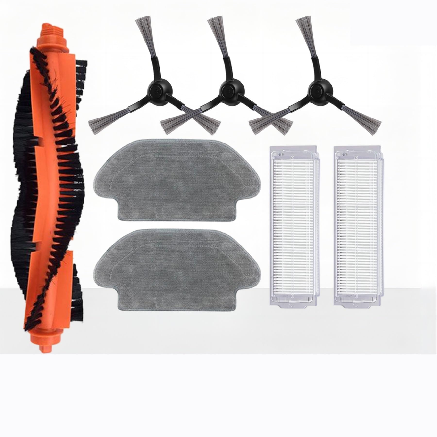 Kicici Compatible With Xiaomi Robot Vacuum S10，S12，T12，B106GL，Mop 2S，XMSTJQR2S，3C B106CN Replacement Parts：Main Side Brush，HEPA Filter，Mop Cloth(8pcs)
