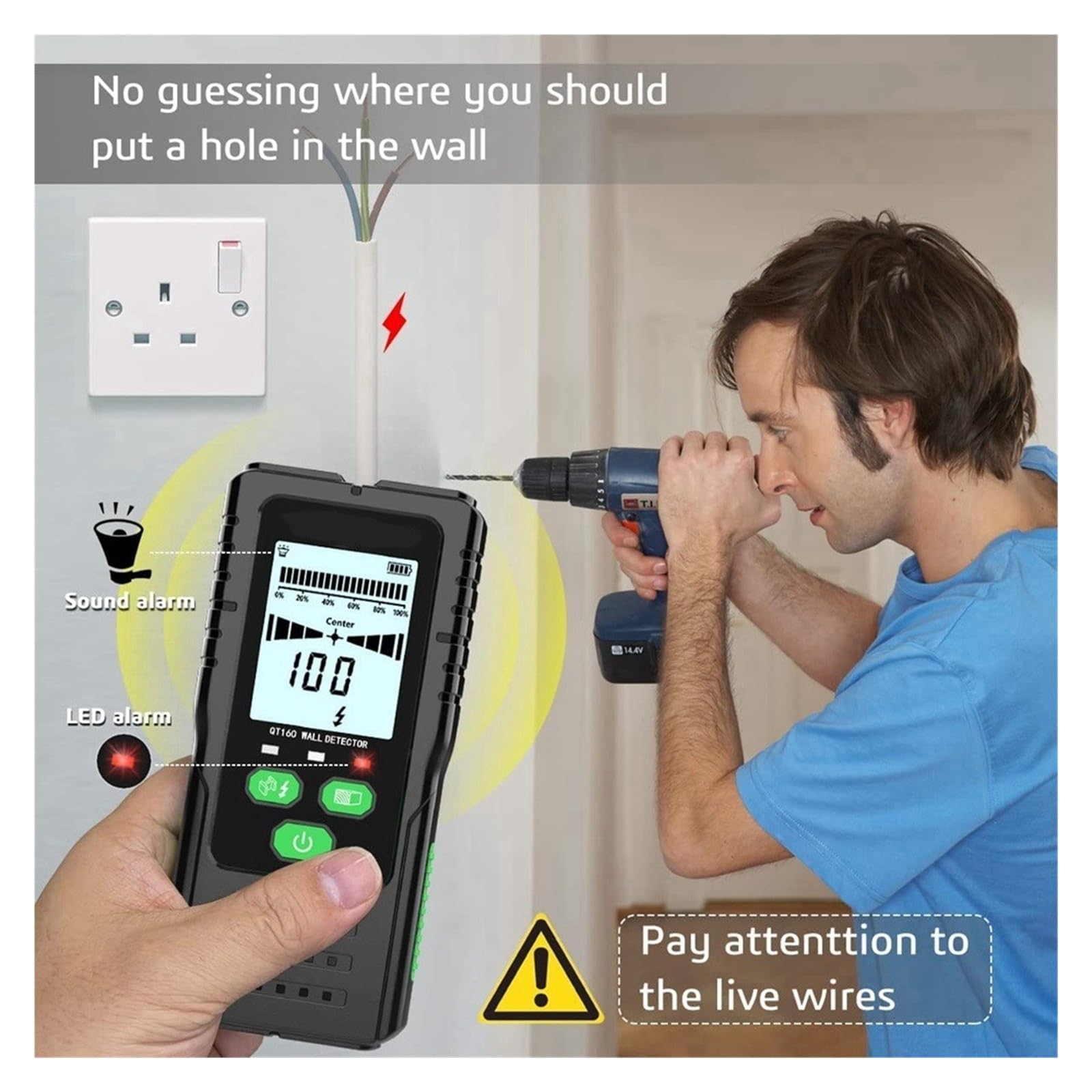 Detector Vigas Buscador De Vigas De Pared, Escáner, Buscadores De Vigas Magnéticas, Detector De Cables De CA De Tuberías De Vigas con Imán De Madera Y Circonio