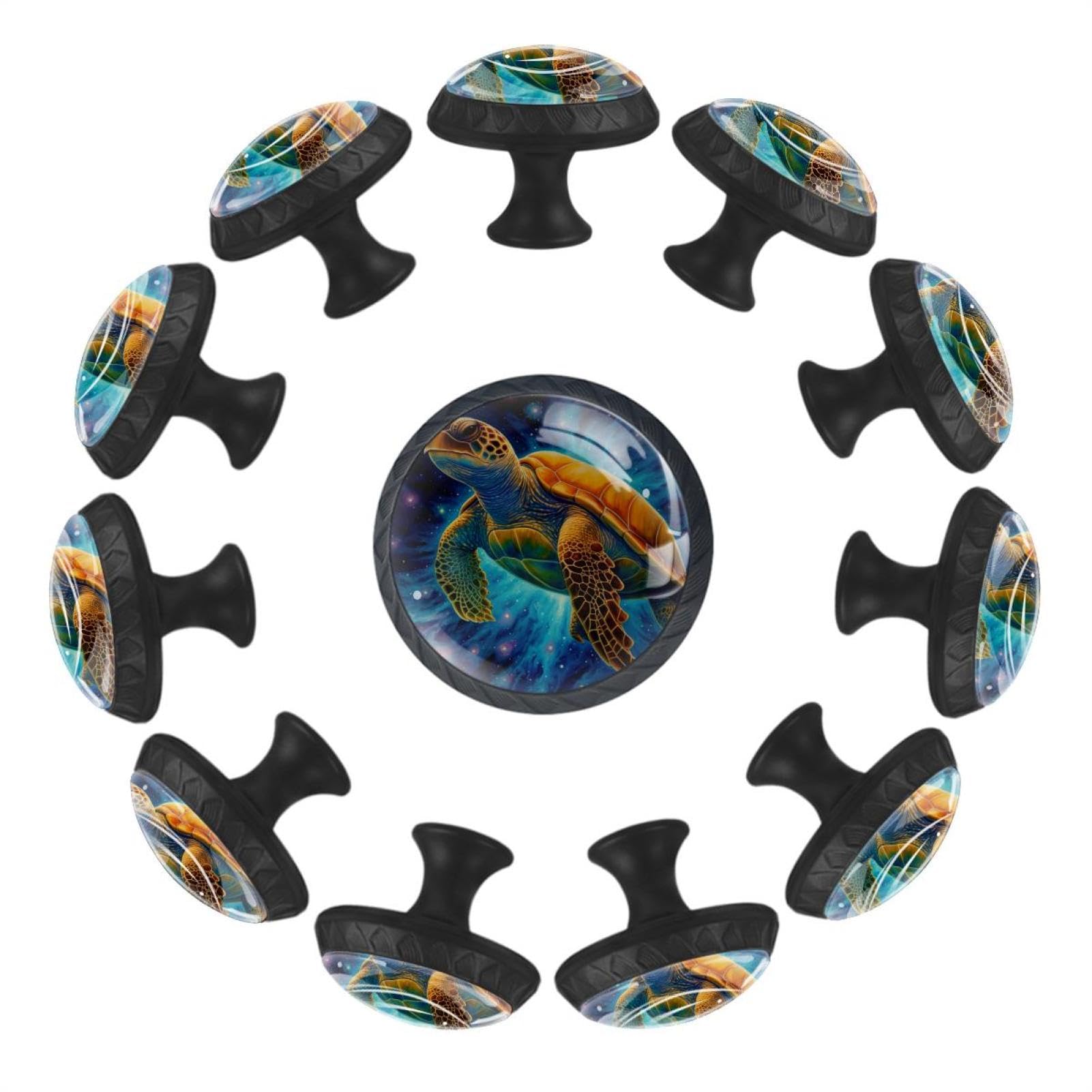 Boutons de tiroir ronds en verre cristal motif tortue étoilée lot de 12 pour meuble