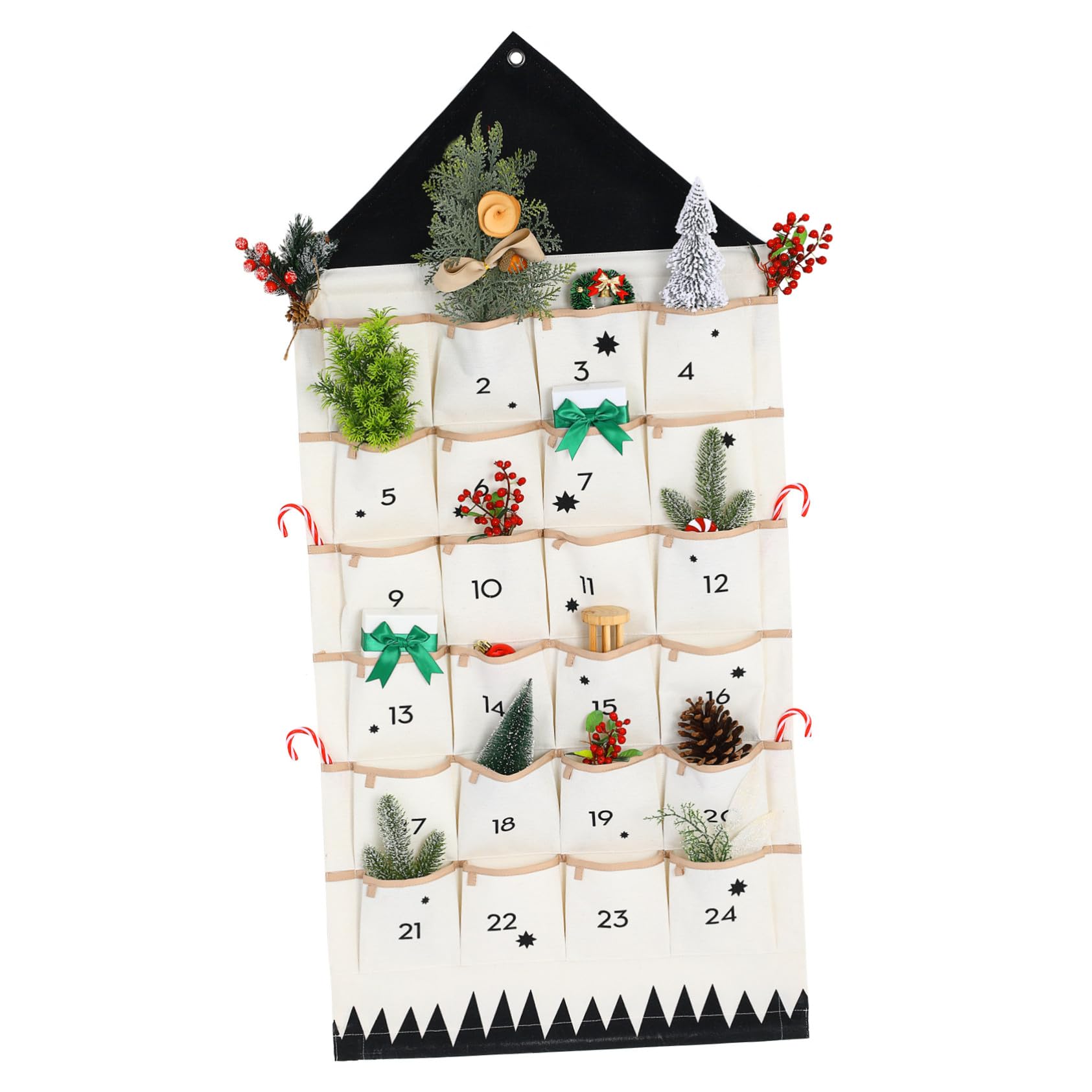 Weihnachtskalender Aufbewahrungstasche Fächer Wandbeutel Hängend Großes Fassungsvermögen Wiederverwendbarer Adventskalender Organizer Für Weihnachtsdeko Geschenkbeutel