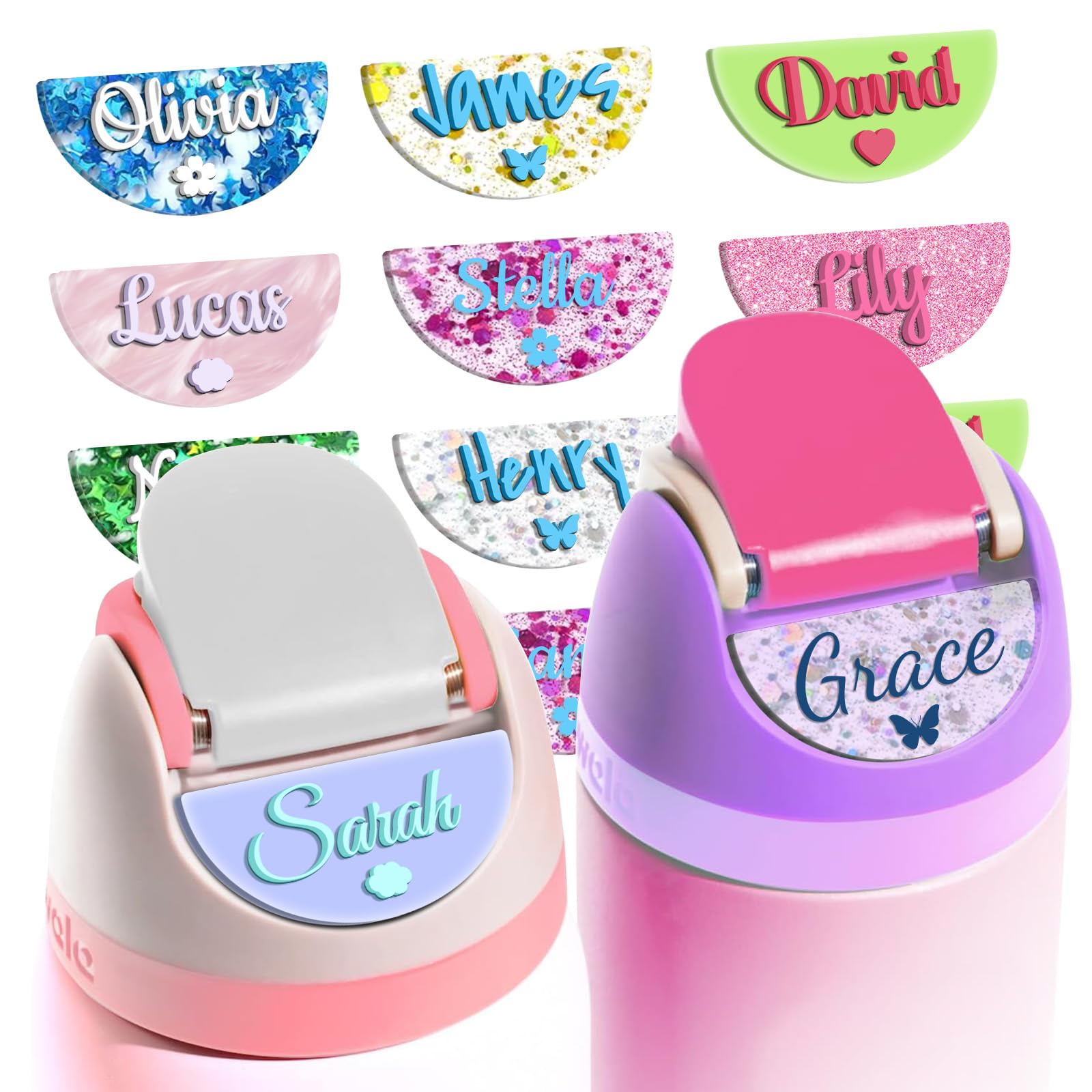 XSTZR Personalized Owala Name Plate Water Bottle Accessories,Custom Name Tag Topper for Owala,Ideal Christmas & Birthday Gift (Semicircle)