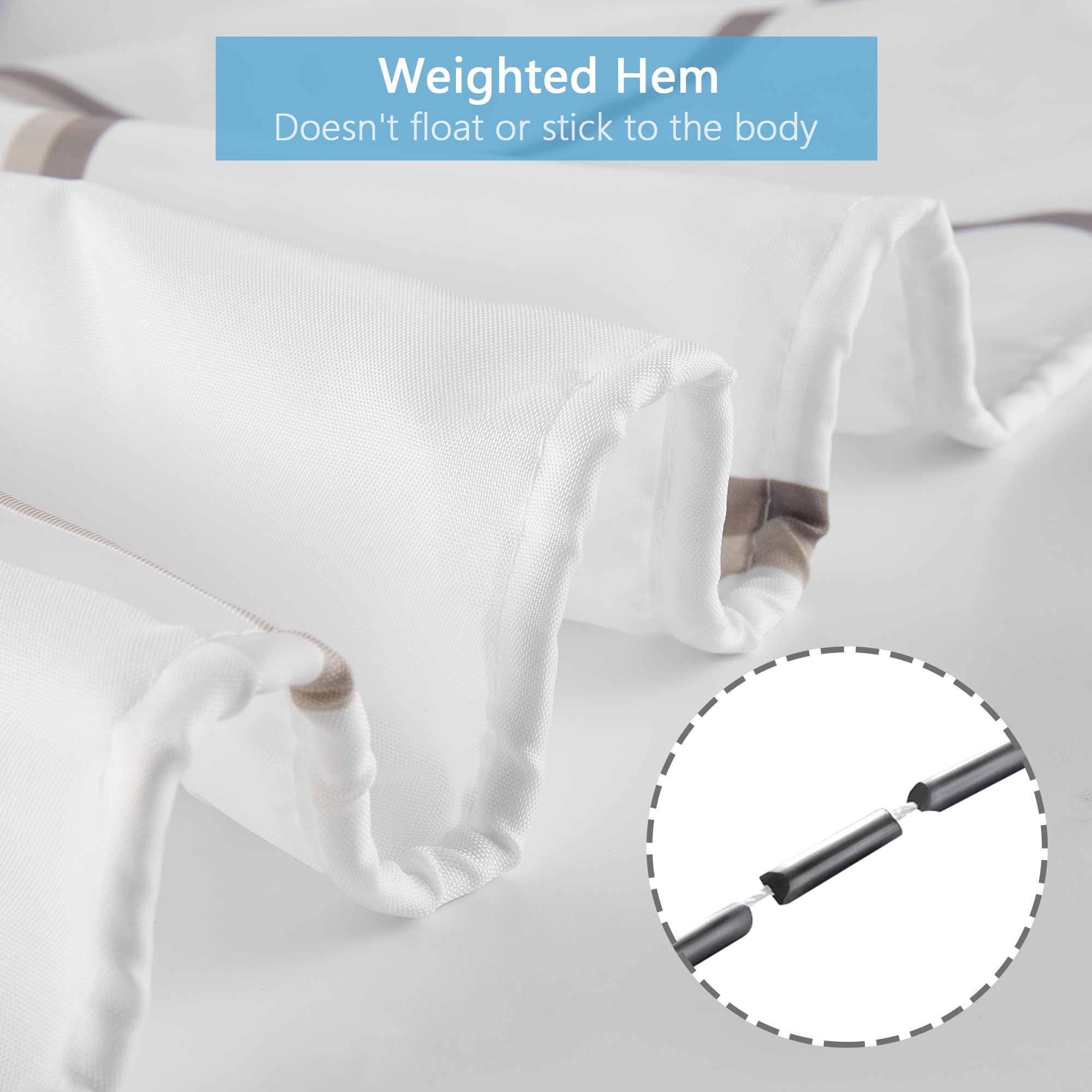Rideau De Douche GRICOL 240x200cm - Polyester Imperméable Lavable Machine - Gris Avec 12 Crochets