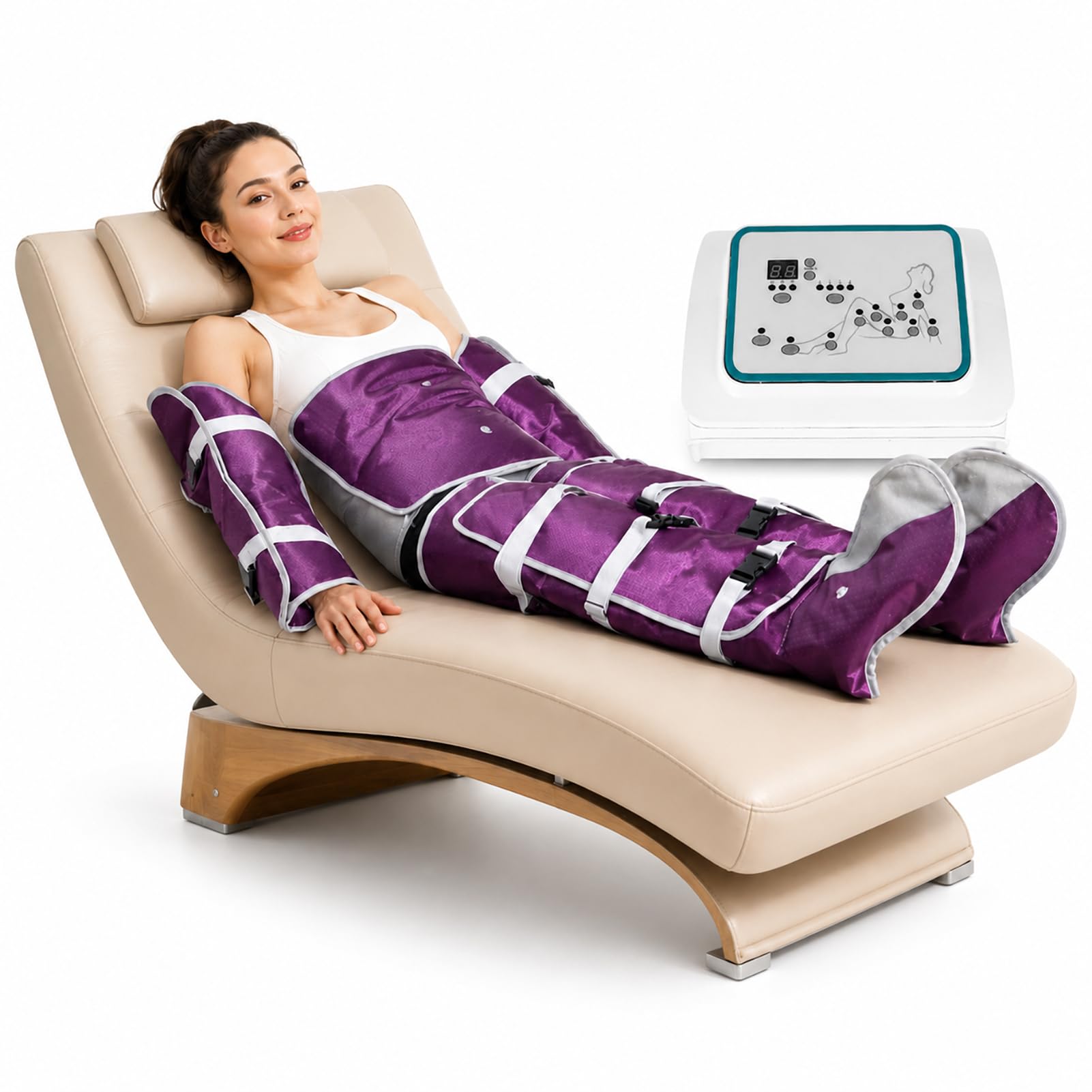 Presoterapia Para Casa, Botas Presoterapia para Piernas y Abdomen Completo | Máquina de Masaje para Piernas, Abdomen y Brazos, con Compresión de Aire, Drenaje Linfático y Niveles de Presión Ajustables