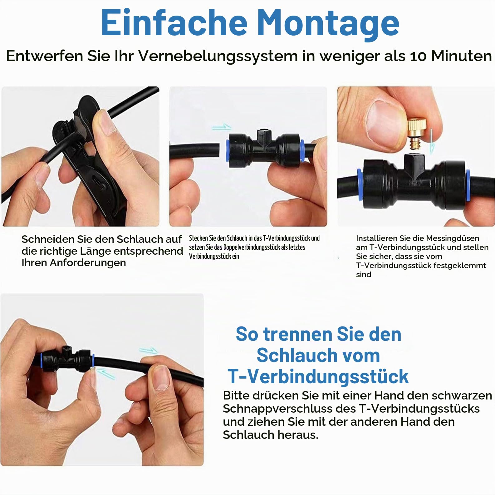 Sprühnebel Kühlung Set, Kühlsystem für den Außenbereich, Outdoor Misting System mit Messing Nebeldüsen, DIY-Pflanzenbewässerungs-Set Garten Gewächshaus Pavillon Wasserzerstäuber