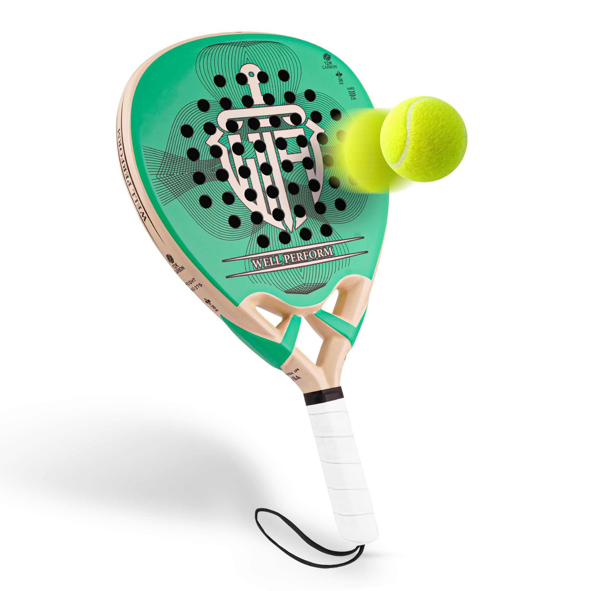 Padel Racket Carbon Fiber Surface Tennis Racket Pop Tennis Beach Tennis (Green)