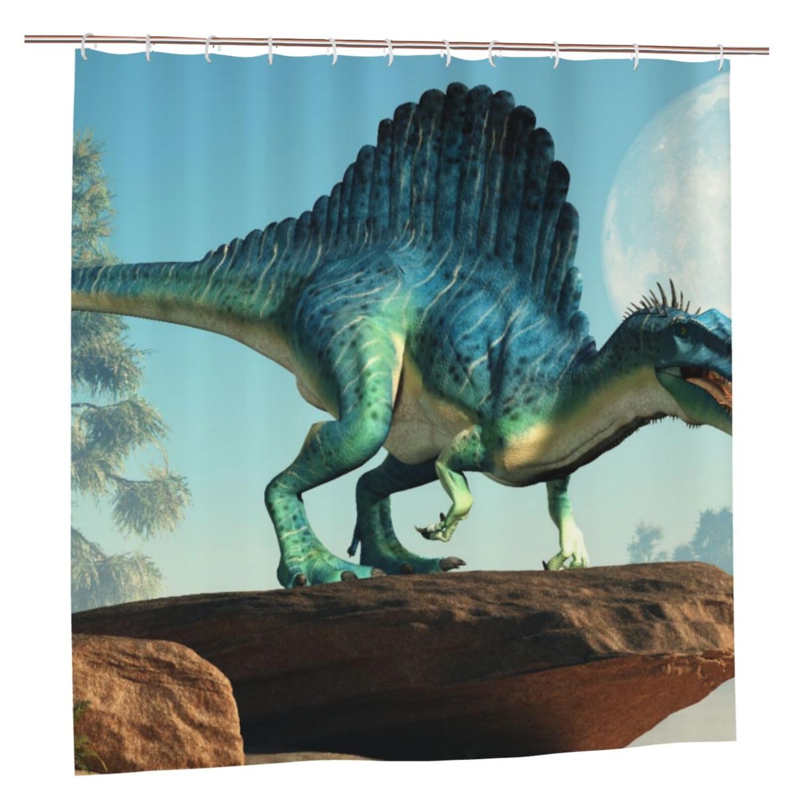 Oudrspo Spinosaurus Unique Designer Artwork Shower Curtain 72x72 Inch - Polyester Bathroom Decor with Metal Grommets