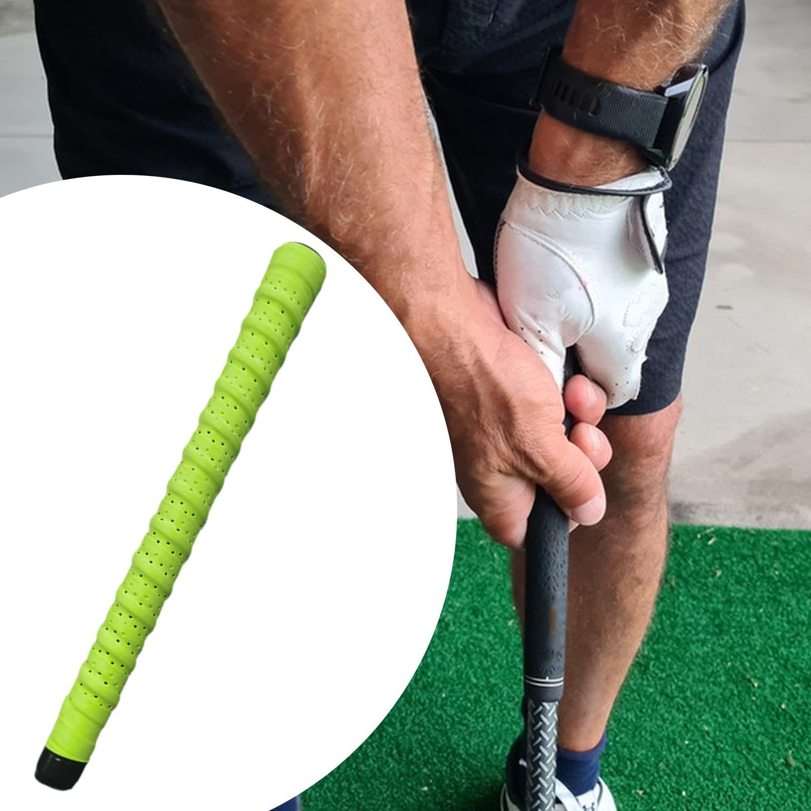 Vaveren Tennis Racket Grip Tape Multipurpose 110cm Comfortable Perforated Replacement Grip Tape for Golf Fishing Rod Badminton Sports, Green