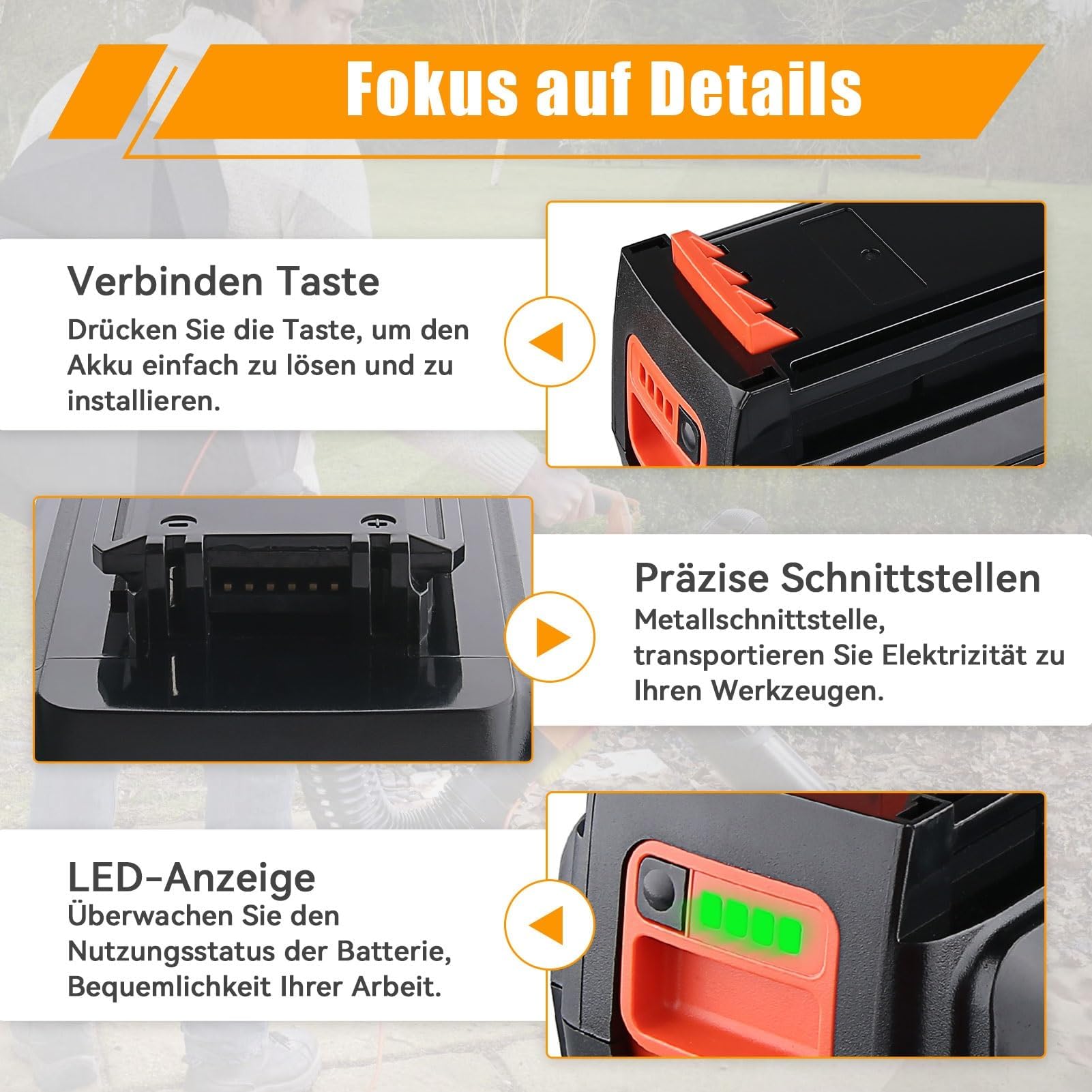 4,0Ah LBXR36 Akku Ersatz für Black & Decker 36V Akkus BL20362 BL2536 LBX1540 LBX2540 LBX2040 LBX36 BL2536-XJ BL20362-XJ, Sicherer und langlebiger