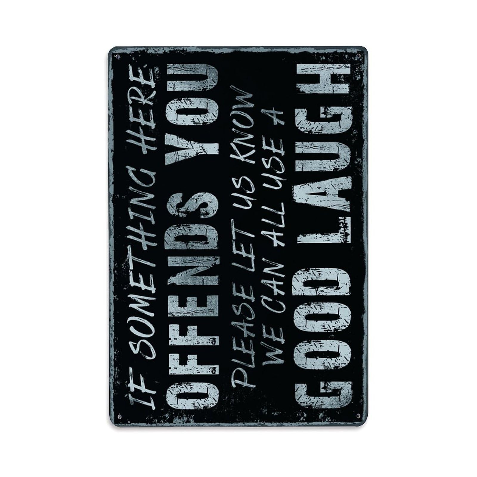 Dark Grey Vintage If Something Here Offends You Good Laugh Funny Sign Vintage Aluminium Metal Sign, Retro Wall Decor for Home, Bar, Garage & Farmhouse 30x20cm