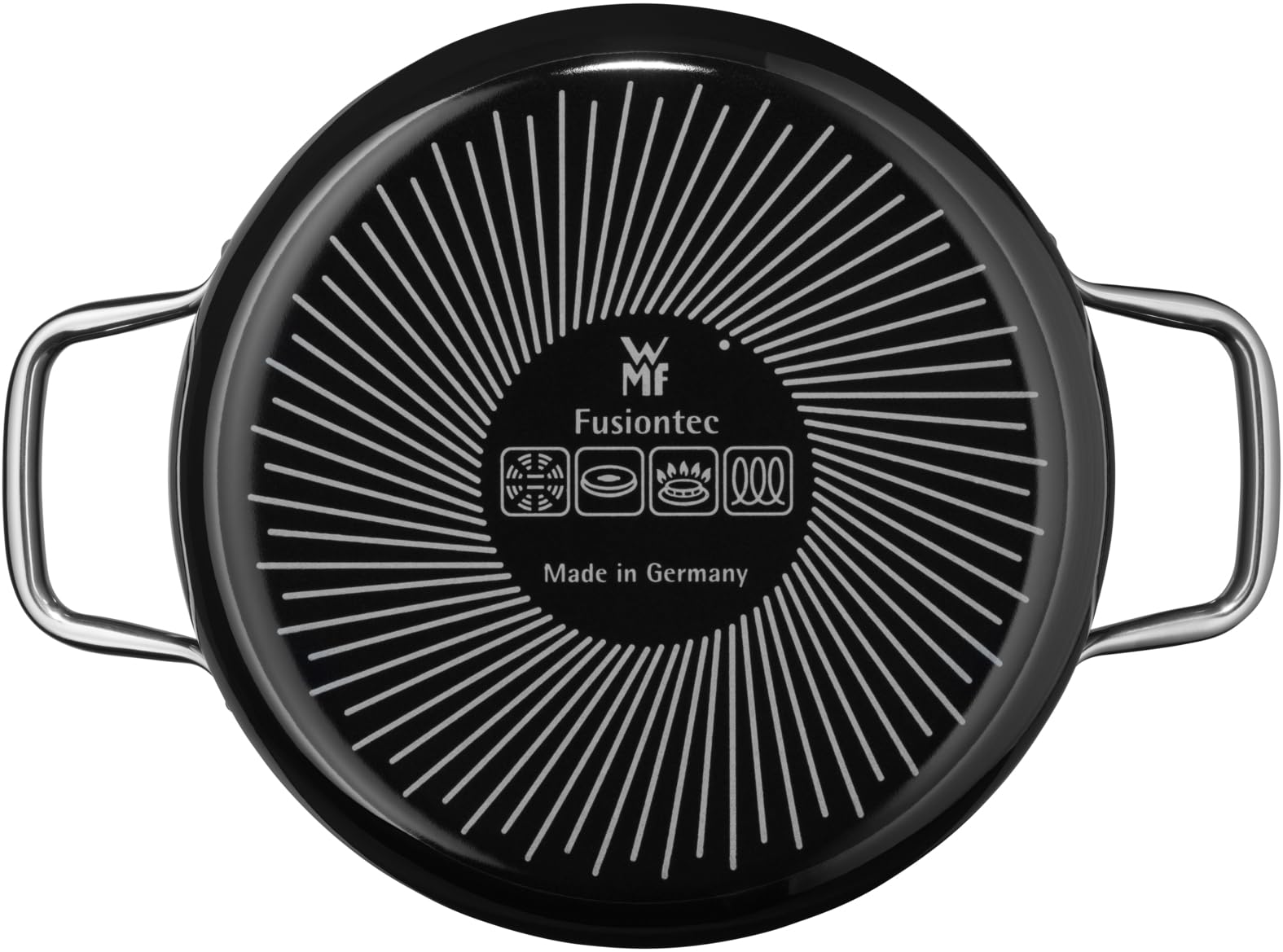 WMF Fusiontec Compact - Pentola piccola 18 cm, a induzione 2,4 l, coperchio in vetro, ceramica high-tech, impilabile, antigraffio, colore: Nero