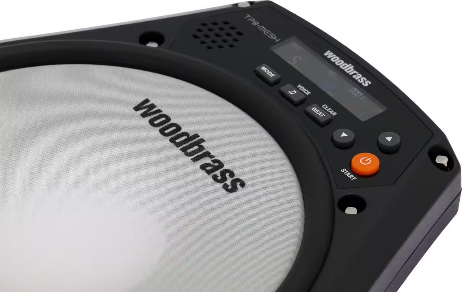 Woodbrass TP8 Mesh – Pad d’Entraînement Électronique Batteur 8” Peau Maillée, Métronome 30–280 BPM, Coaching Intelligent, Pratique Silencieuse, Batterie 15 h, Sortie Casque & Haut-Parleur Intégré