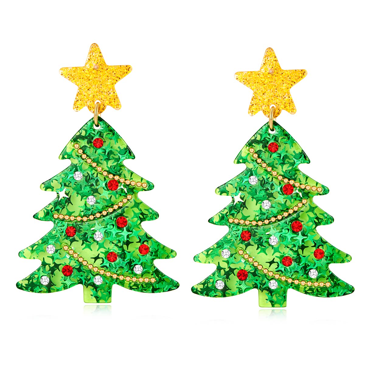 MUYAN Christmas Earrings for Women Holiday Earrings Jingle Bell Bow Tree Snowflake Stars Earrings Drop Dangle Earring Party
