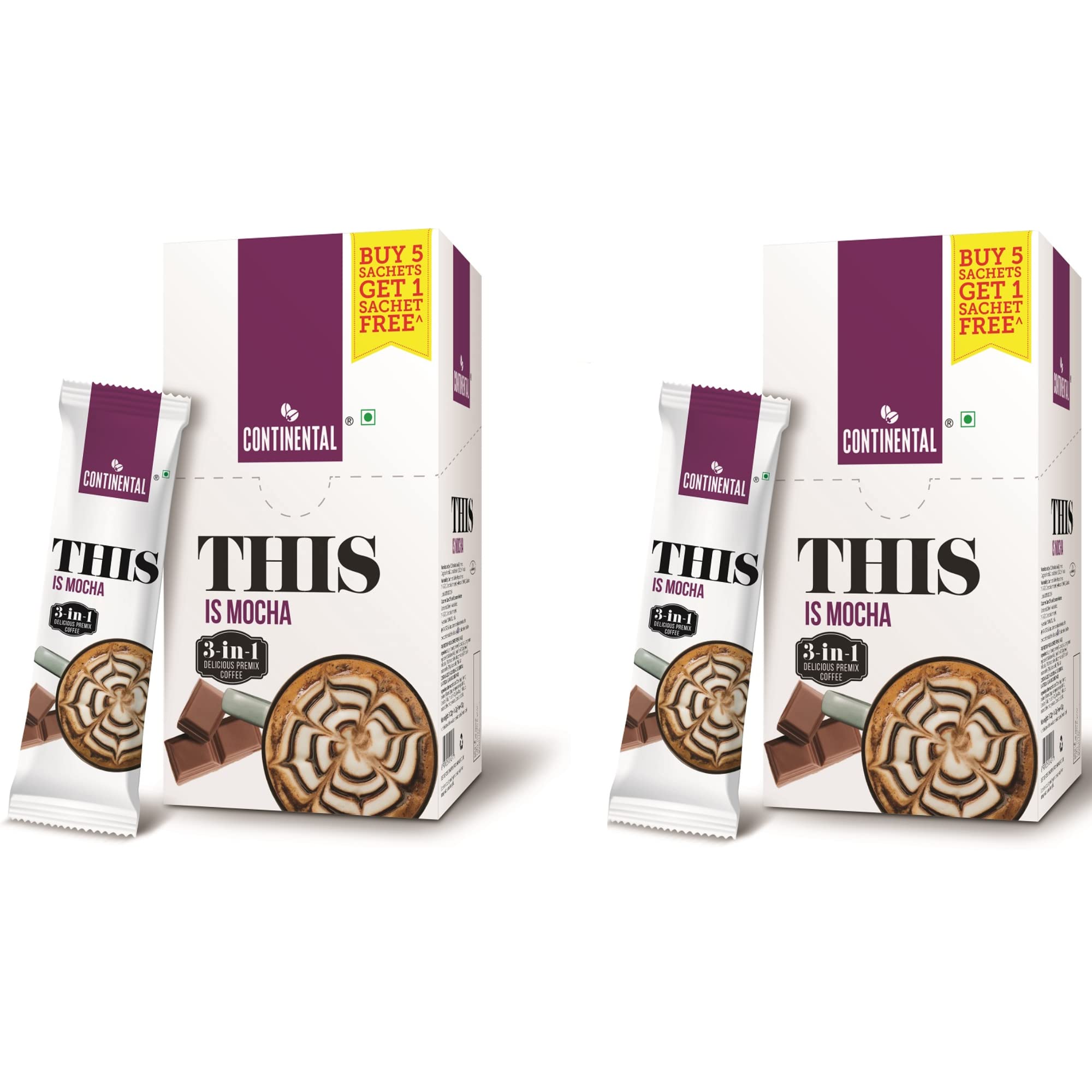 Continental This Mocha 3 In 1 Premix Instant Coffee 132 Gram (22G*6 Sachets) (Pack Of 2)