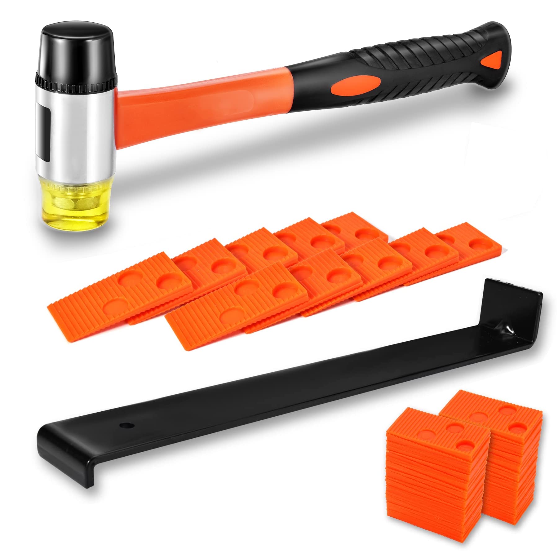 WANGCL Kit di Riparazione per Pavimenti in Laminato 63 Pezzi con 60 distanziatori Kit di Montaggio per Pavimenti in Laminato Rinforzato a Doppio Fronte Mallet in Gomma Durevole