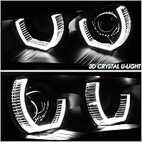 Vista 4 de DNA MOTORING Proyector LED 3D Dual U-Halo Negro + marcador lateral LED ámbar compatible con BMW 525i 528I 528i xDrive 11-13 compatible con BMW 535I