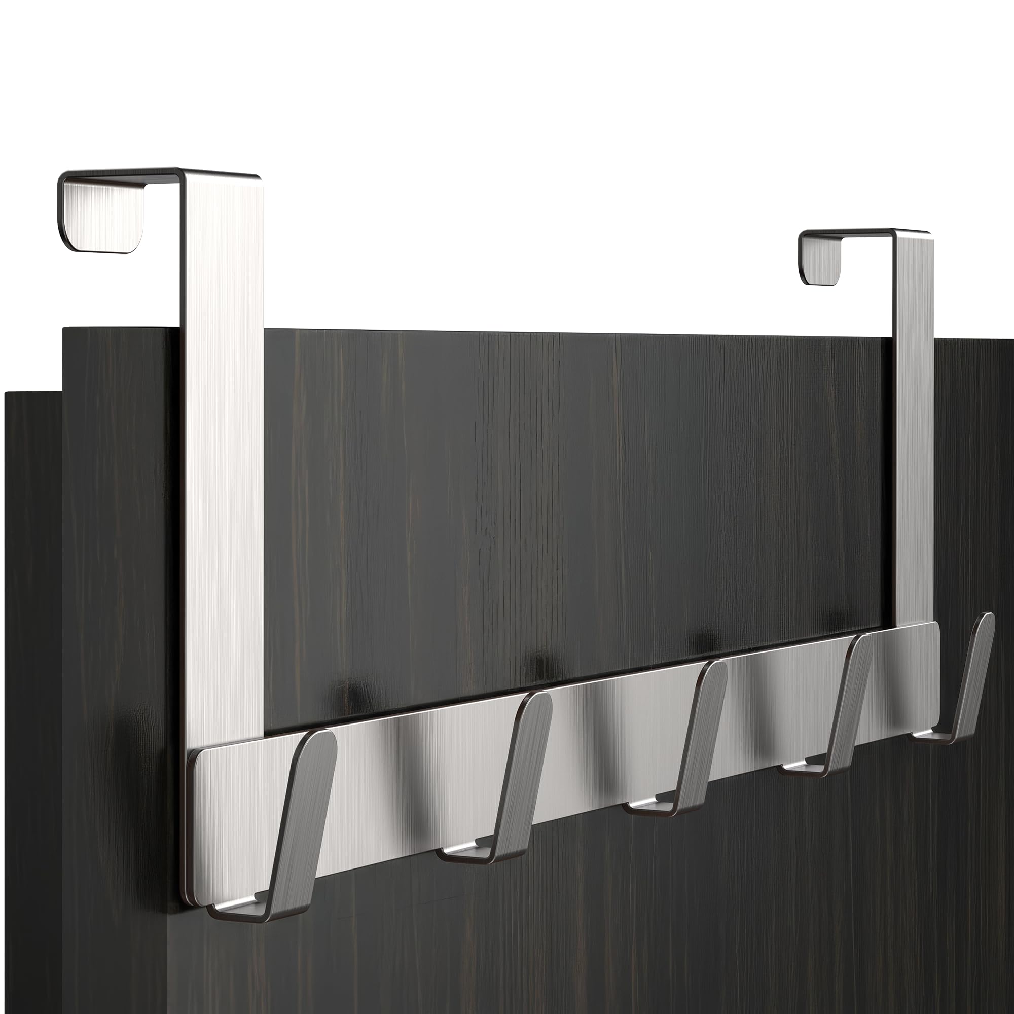 Menz Door Hanger for Hanging Made of Stainless Steel - Premium Hook for Hanging as Door Coat Hook or Towel Holder, Extremely Load-Bearing, Space-Saving Door Hook Rail, Color Silver
