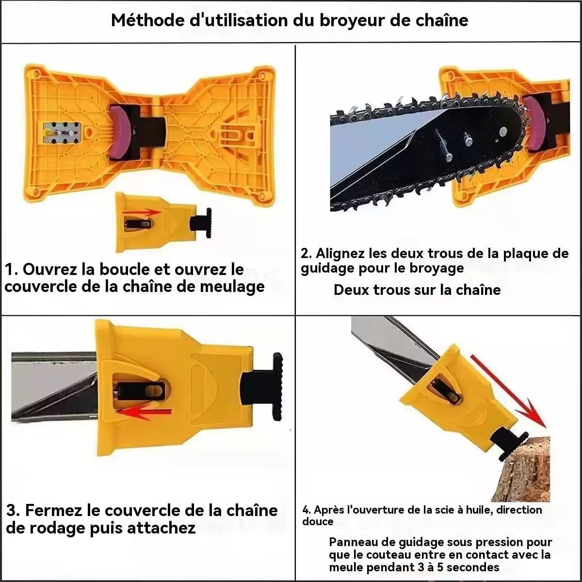 Affuteur Chaine Tronçonneuse,Affuteuse De Chaine Tronconneuse,Avec 6 Pierres, Précision Instantanée Pour Une Coupe Efficace (A)