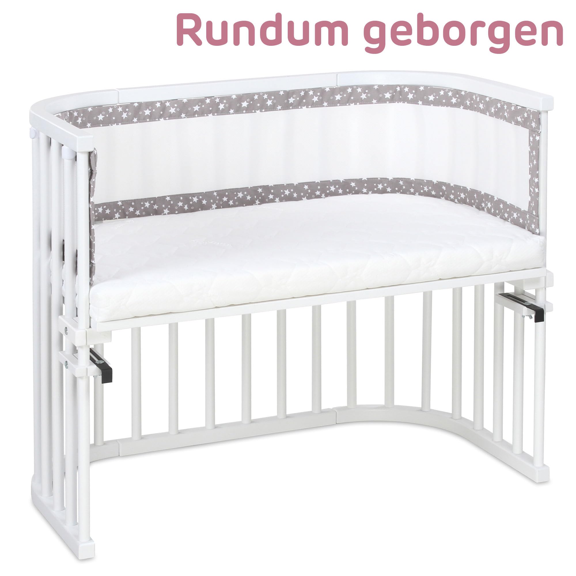 babybay Nestchen 3D Mesh-Piqué passend für Modell Boxspring XXL, taupe Sterne weiß