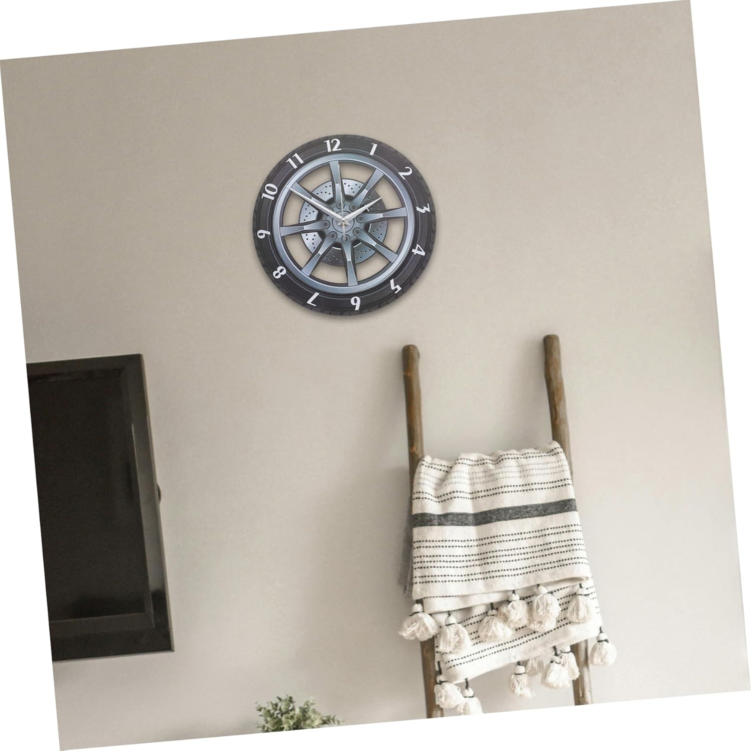 Garneck Tire Hanging Clock Garage Wall Clocks for Men Room Living Room