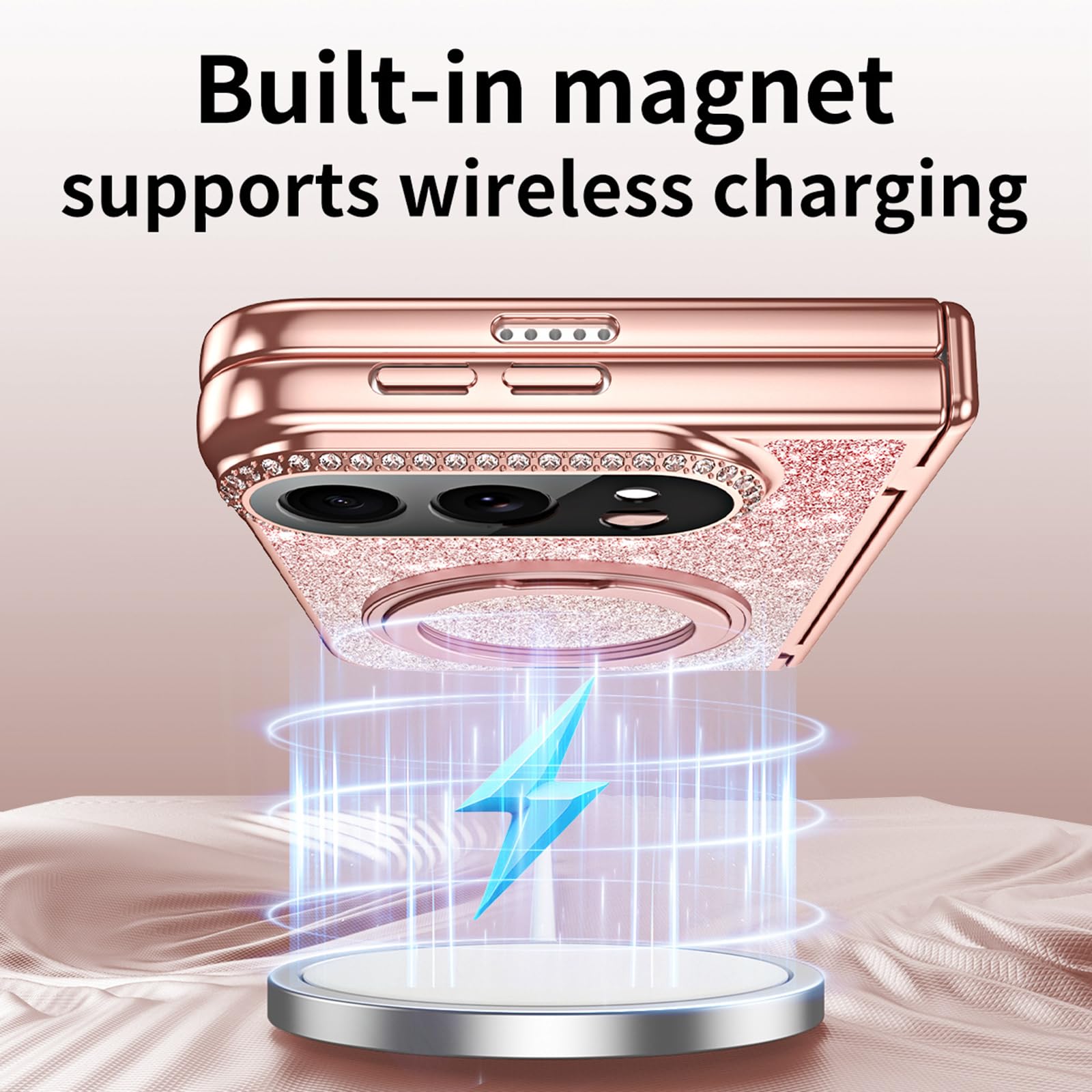 Magnétique Coque pour iPhone Duo, Luxe Galvanisé Glitter Tout Compris