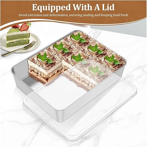 Miniatura 6 de 2PCS Stainless Steel Cake Molde Rectangle Baking Tin Bread Biscuit Dessert Tray Roasting Pan Kitchen Tool Container