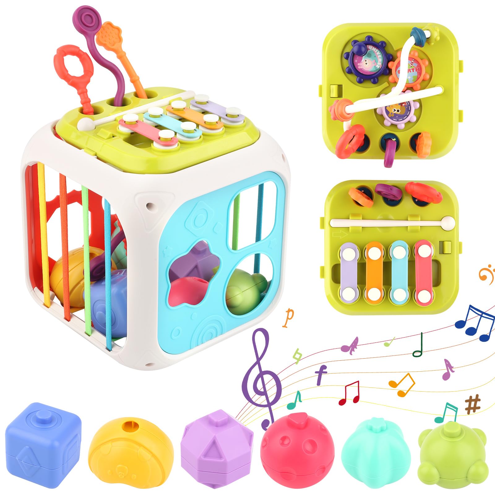 MXTIMWAN Juguetes Niños 1 2 Año, Juguetes Montessori Bebes 6-18 Meses, 7 in 1 Montessori Sensoriales Educativos Juguete Clasificador de Formas para Niños y Niñas 1 2 3 Años, Regalo Juguetes
