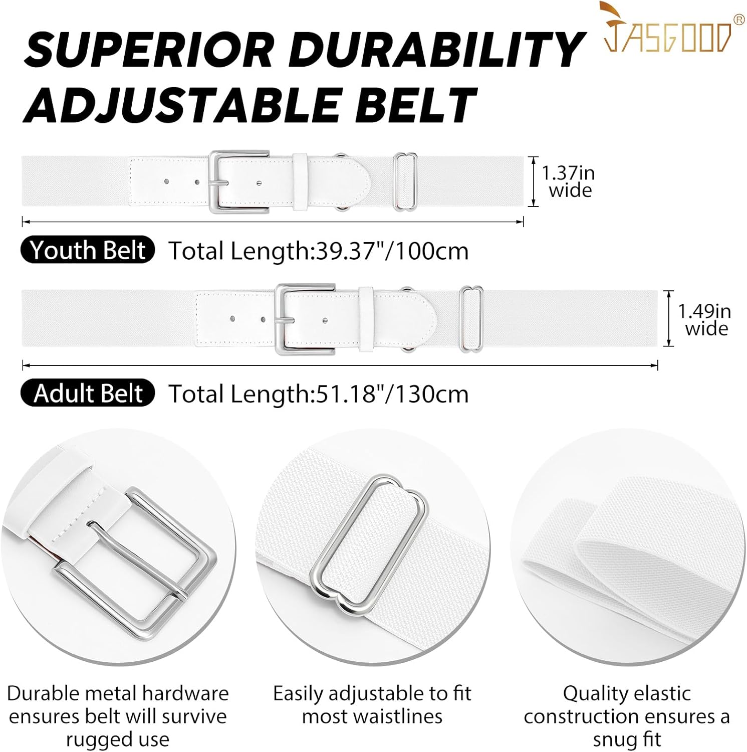 JASGOOD Baseball Socks and Belt Combo for Youth Adult Softball Socks and Elastic Belt for Boys Girls - Image 6