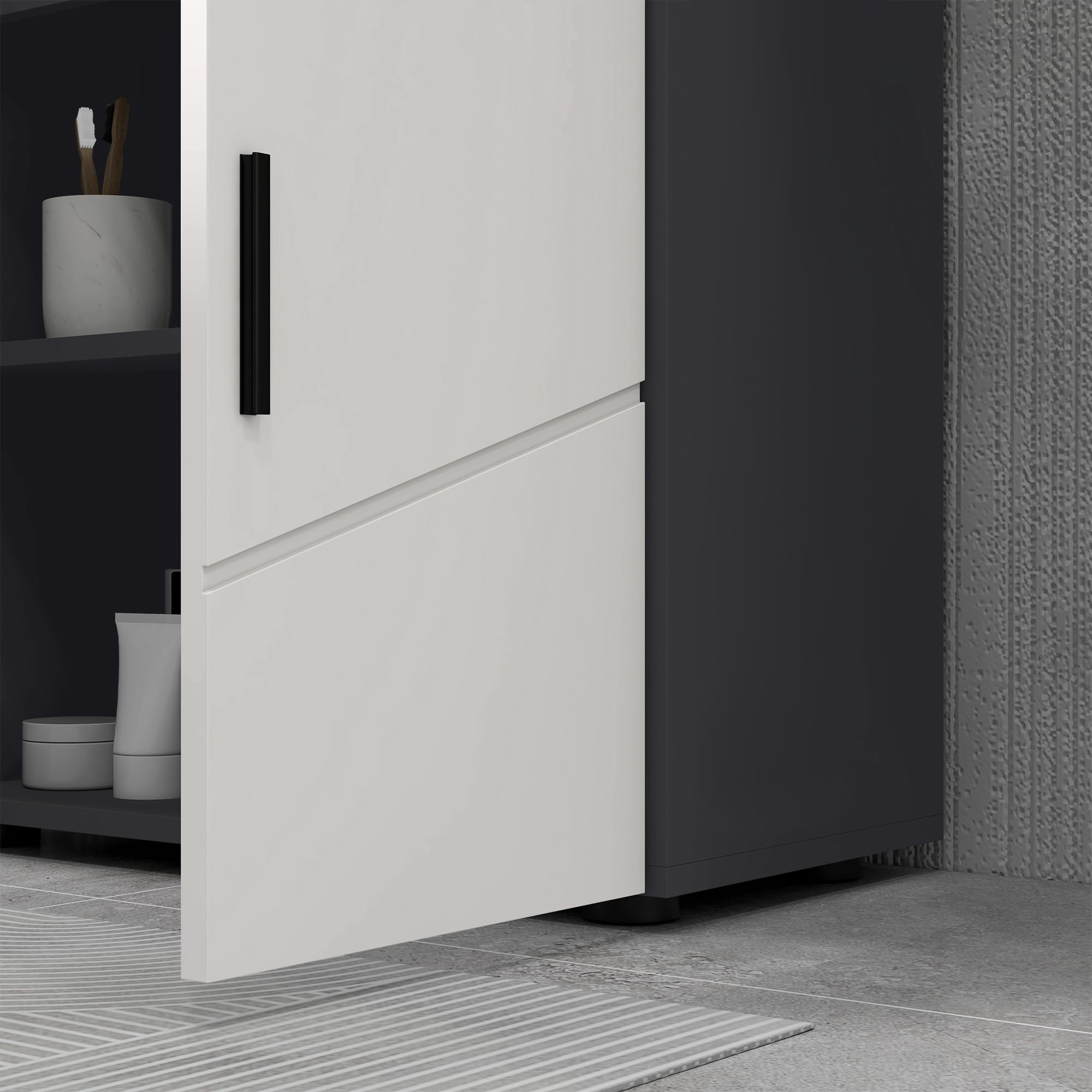 kleankin Mobiletto Bagno Sottolavabo con Armadietto 2 Ante, Mobile Sottolavadino a Piedistallo in Legno con Mensola Regolabile, per Lavabi con o Senza Colonna, 60x30x60cm, Grigio