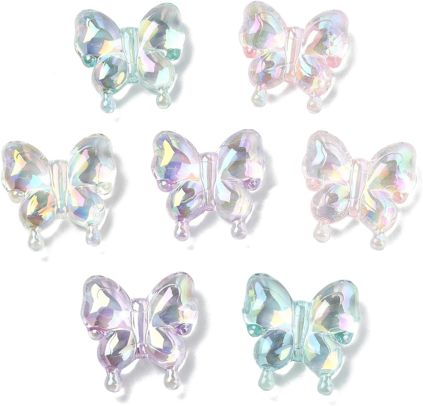 LiQunSweet 100 pcs Transparent Butterfly Acrylic Beads Lovely Insect Spring Beads for DIY Jewelry Bracelet Necklace Earring Crafts Bag Keychain Decoration