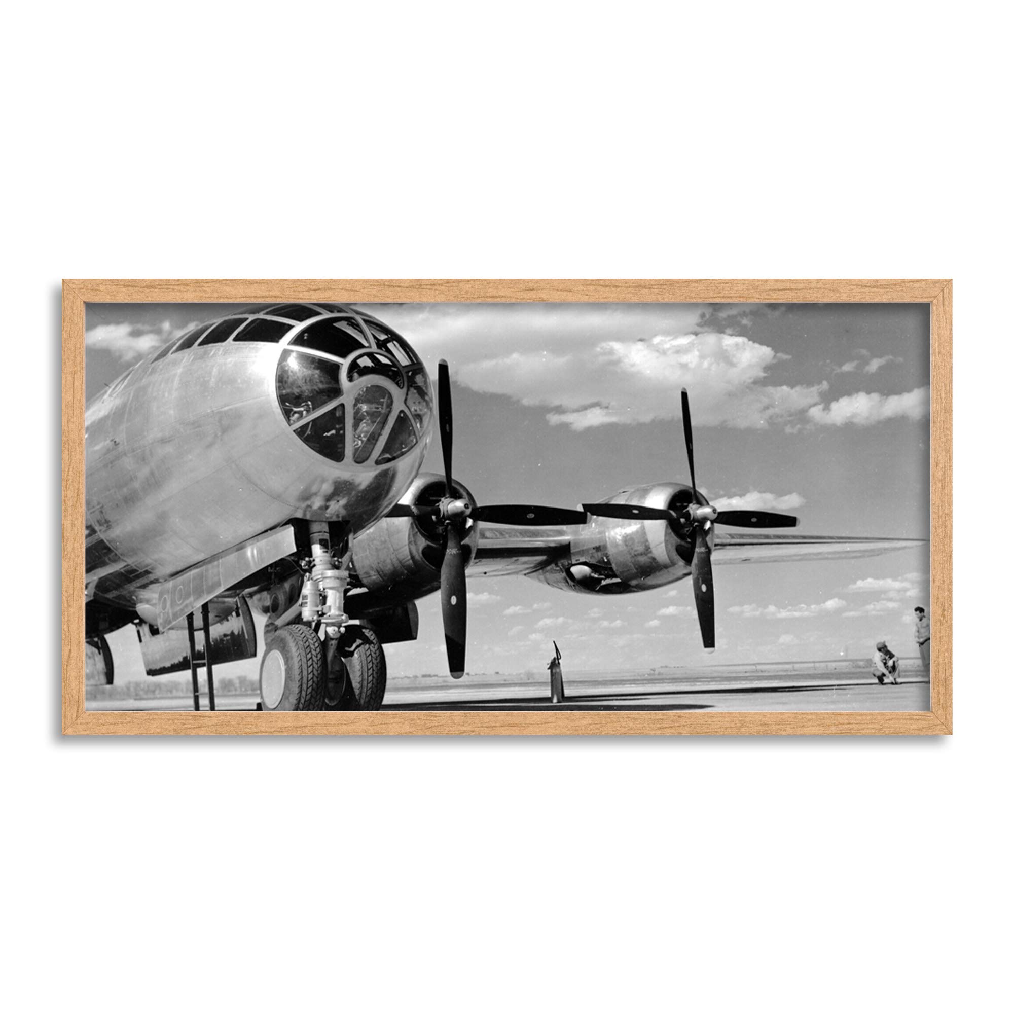 Wee Blue Coo B-29 Bomber Airplane Aeroplane Propeller Long Panel Framed Wall Art Print