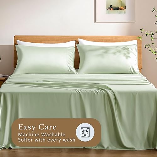 Miniatura 6 de TOSMO Juego de 2 fundas de almohada de lujo, viscosa refrescante derivada de bambú, Oeko-TEX, fundas de almohada suaves y sedosas transpirables con