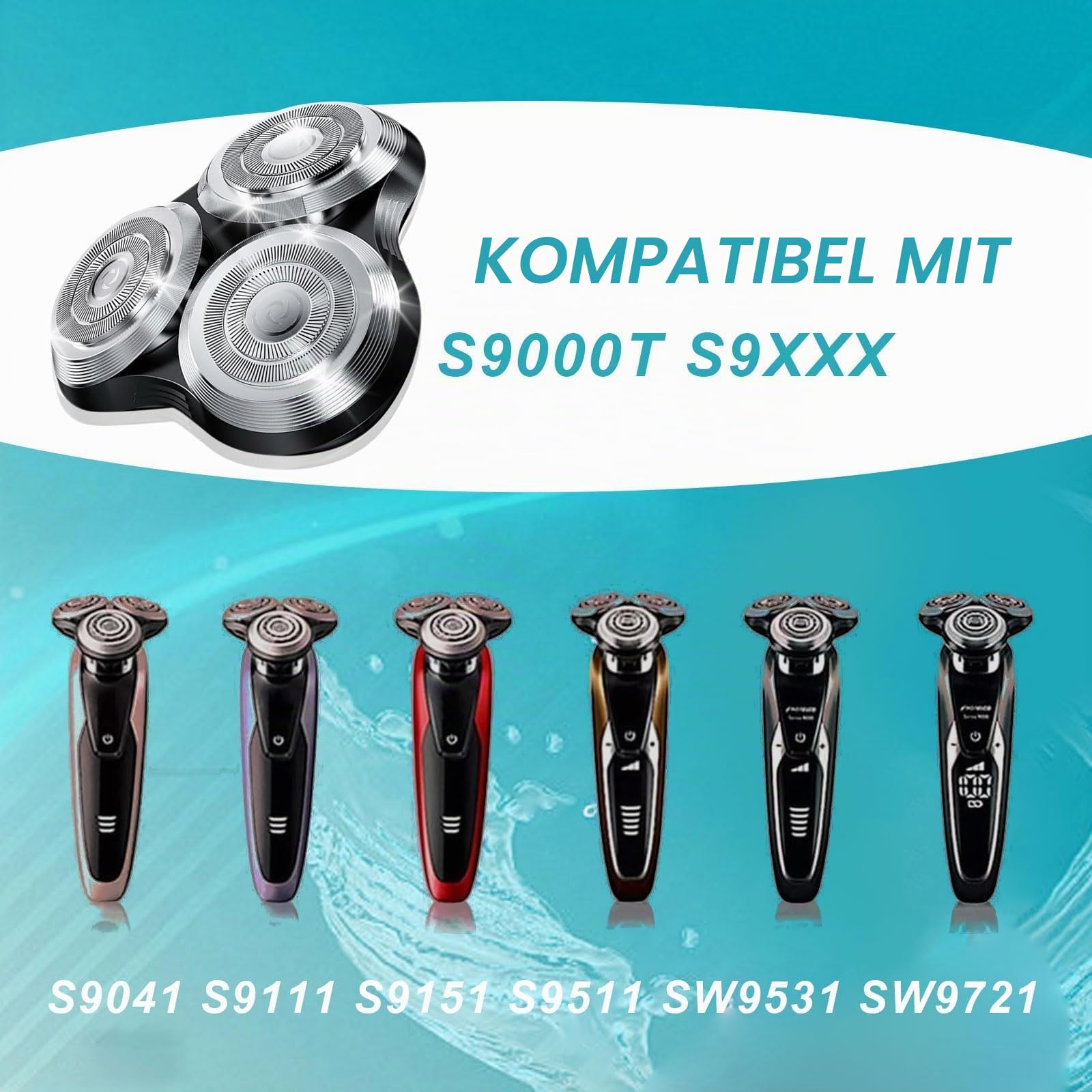 Ersatzrasierköpfe Kompatibel mit Philips Norelco Series 9000 (S9000) Rasierern Ersatzköpfe (SH90-3 stück)