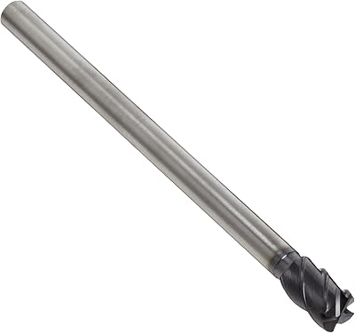 YG-1 EM103 Carbide Corner Radius End Mill, Long Reach, Uncoated (Bright) Finish, 45 Deg Helix, 4 Flutes, 8