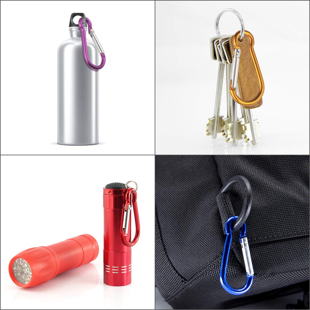 Dadabig 80 Pezzi Moschettone in Lega di Alluminio, Clip Gancio a Molla Fibbia Appesa per Caravan Campeggio Pesca Escursioni Viaggi Portachiavi-(Non per Arrampicata!)