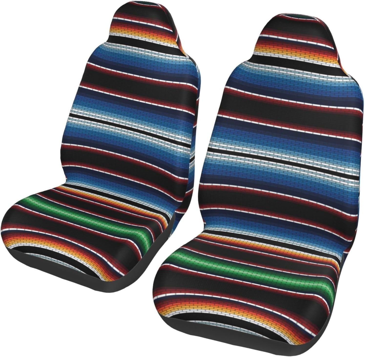 Mexican Boho Stripe Car Seat Covers Set of 2, Vintage Non-Slip Front Car Seats Covers Universal for Most Cars, Suvs,Truck,Vehicle Interior Decor Gifts,Easy to Install