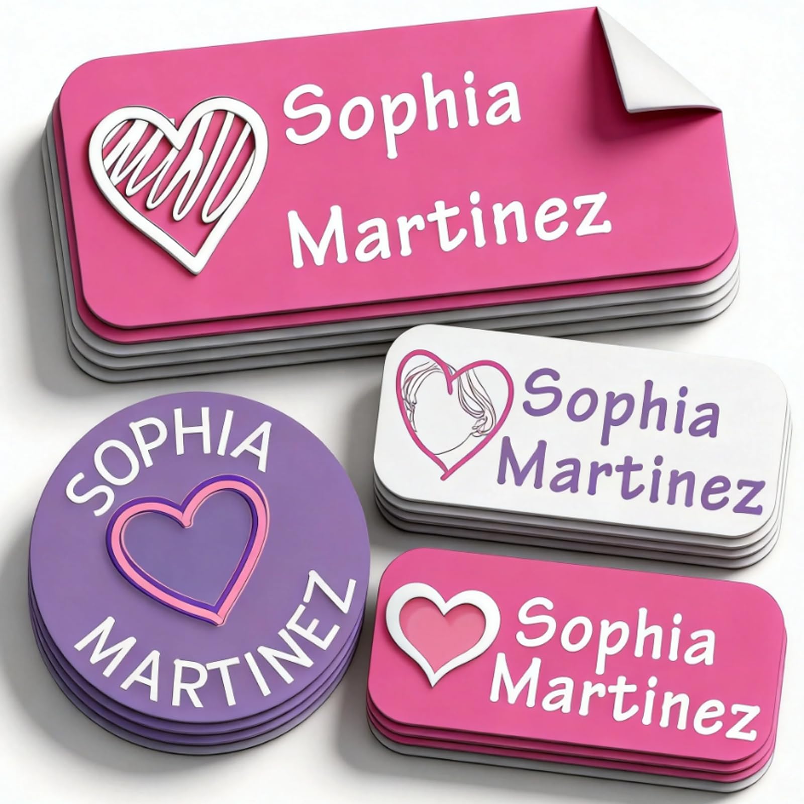 Custom Waterproof Name Labels - 135 Personalized Stickers for Clothing, Water Bottles, Lunch Boxes, and School Supplies. No-Iron, Ideal for Camp and Daycare. (Heart)