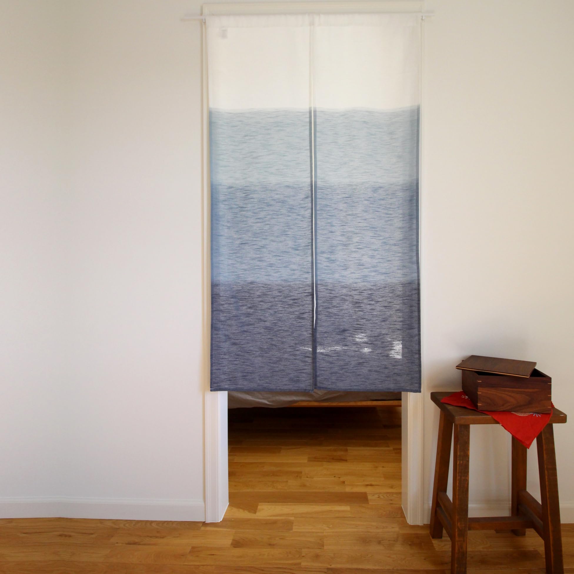 SunnyDayFabric Türvorhang (Breite 80 x Höhe 140 cm) GENSOU Tapestry Noren Raumteiler Vorhang (Blau)