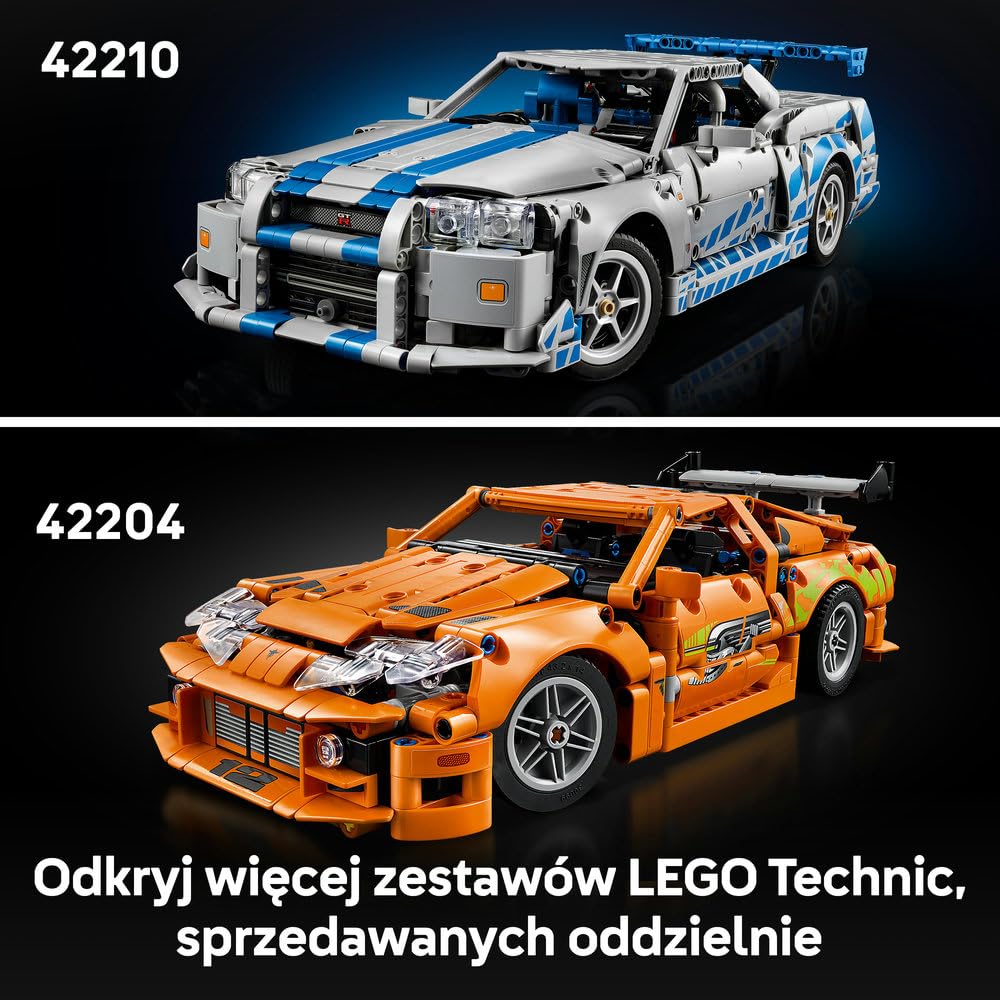 LEGO Technic Samochód Nissan Skyline GT-R (R34) Za szybcy za wściekli 42210 | Model samochodu, klocki konstrukcyjne Technic dla dorosłych, prezent dla fana motoryzacji, 1410 elementów