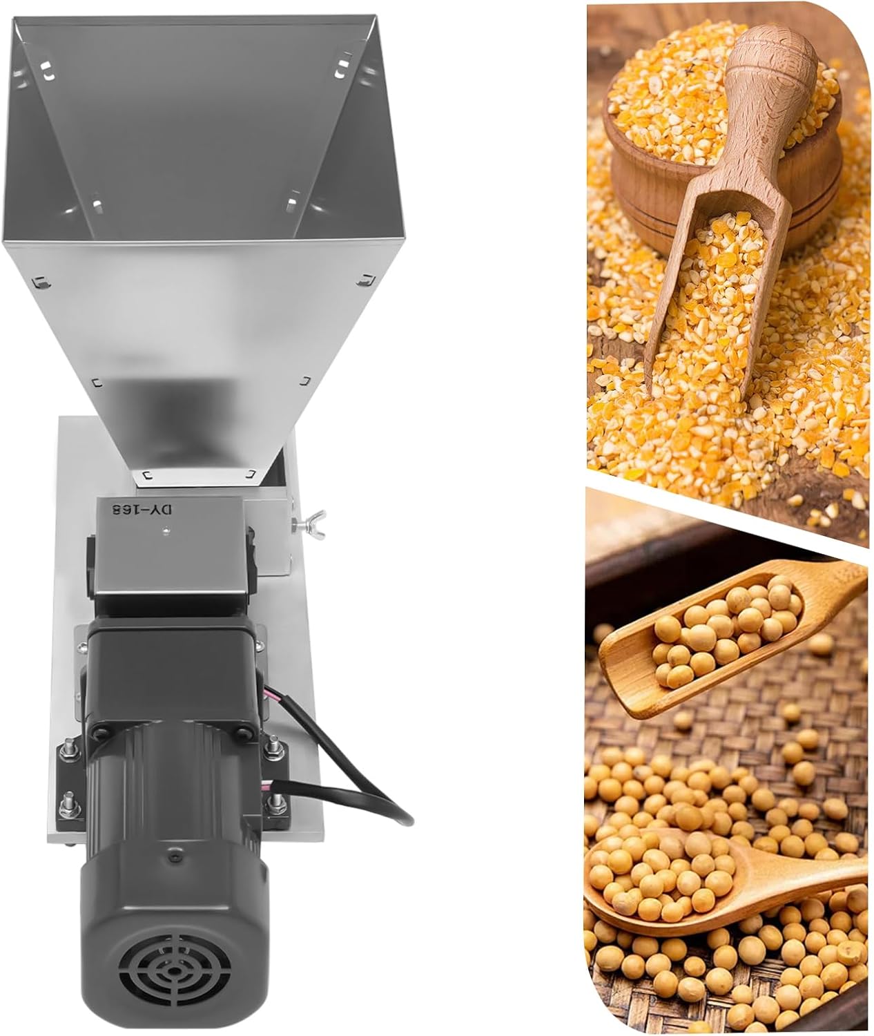 Electric Grain Mill Grain Grinder, Barley Grinder Malt Crusher 2 Roller Crusher Electric Grain Mill Grinder, 75W Adjustable Rollers Heavy Duty Malt Mill Homebrew Grain Crusher for Wheat Corn Rice