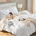 Andency Ensemble de Comforter Reine Blanc(90x90Inch), 3 pièces de literie mignon Pinch Pleat & Ensembles pour lit Queen, Soft Lightweight Fluffy Down Ensemble de lits Alternative Toutes saisons