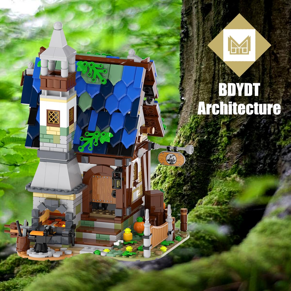 Architecture The Medieval Times Roman Blacksmith Shop Building Blocks Set（1025PCS）- Architectural Model Toys Gifts for Kid and Adult