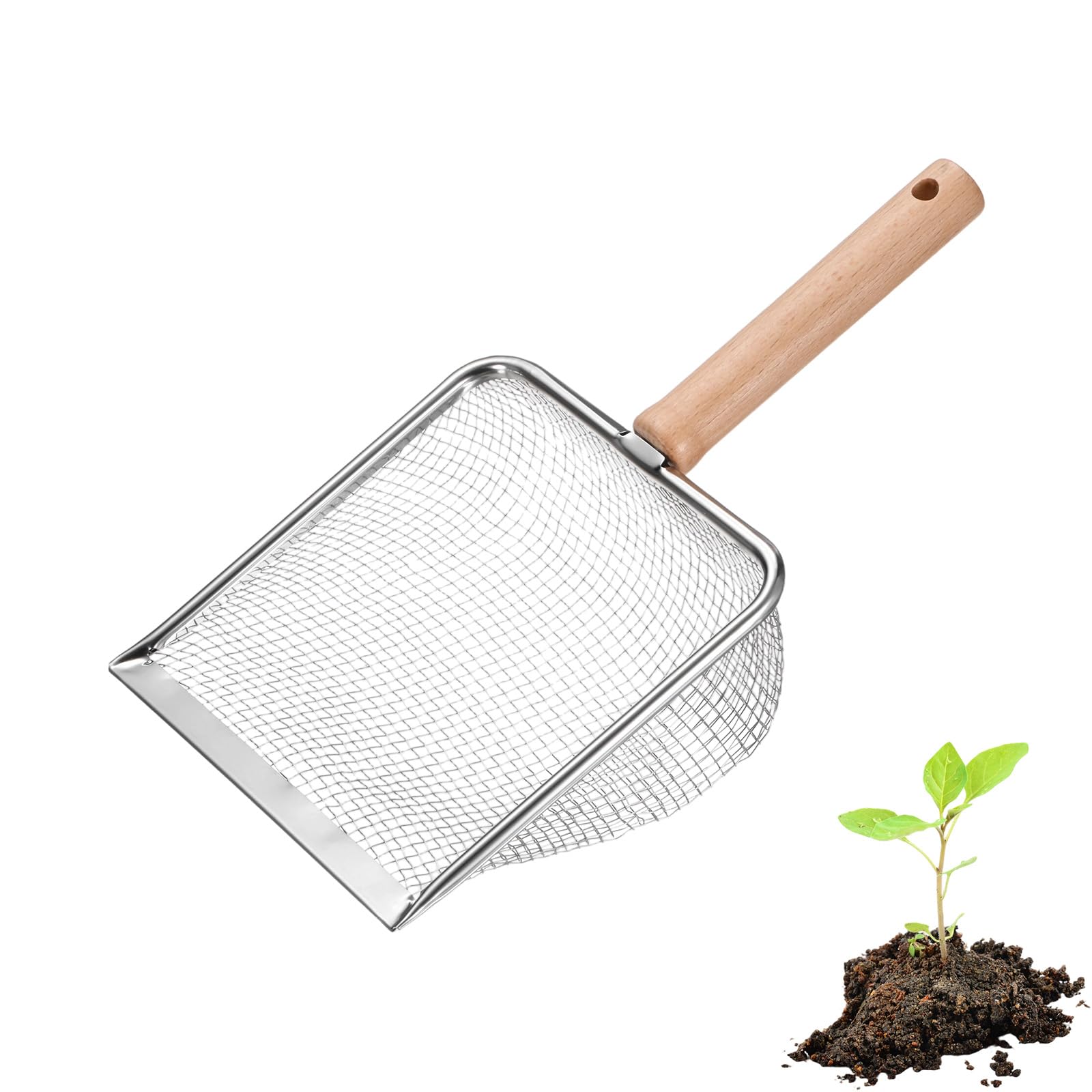 M METERXITY 1-Pack Gardening Soil Sifter 3.8 mm Mesh Stainless Steel