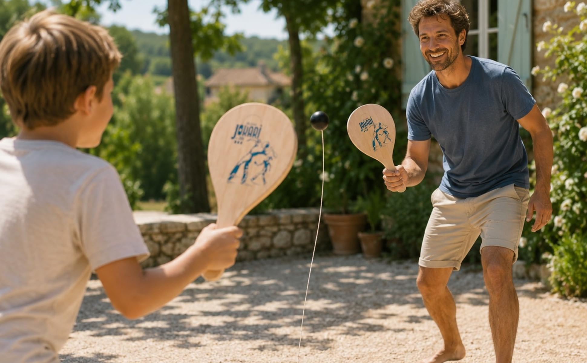 Vilac - Jokari Klassisches Spiel für Kinder, hergestellt aus massivem Buchenholz, mit Tasche zur Aufbewahrung, lustig, 4299G, Beige