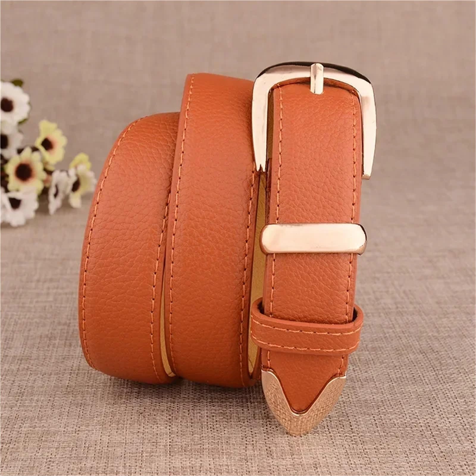 Ceintures en cuir véritable for femmes, 2 pièces, boucle dorée, ceintures assorties for robe et jean Pour Femme