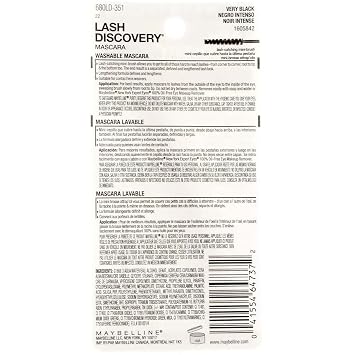 Maybelline New York Lash Discovery Washable Mascara, Very Black [351] 0.16 oz (Pack of 9)