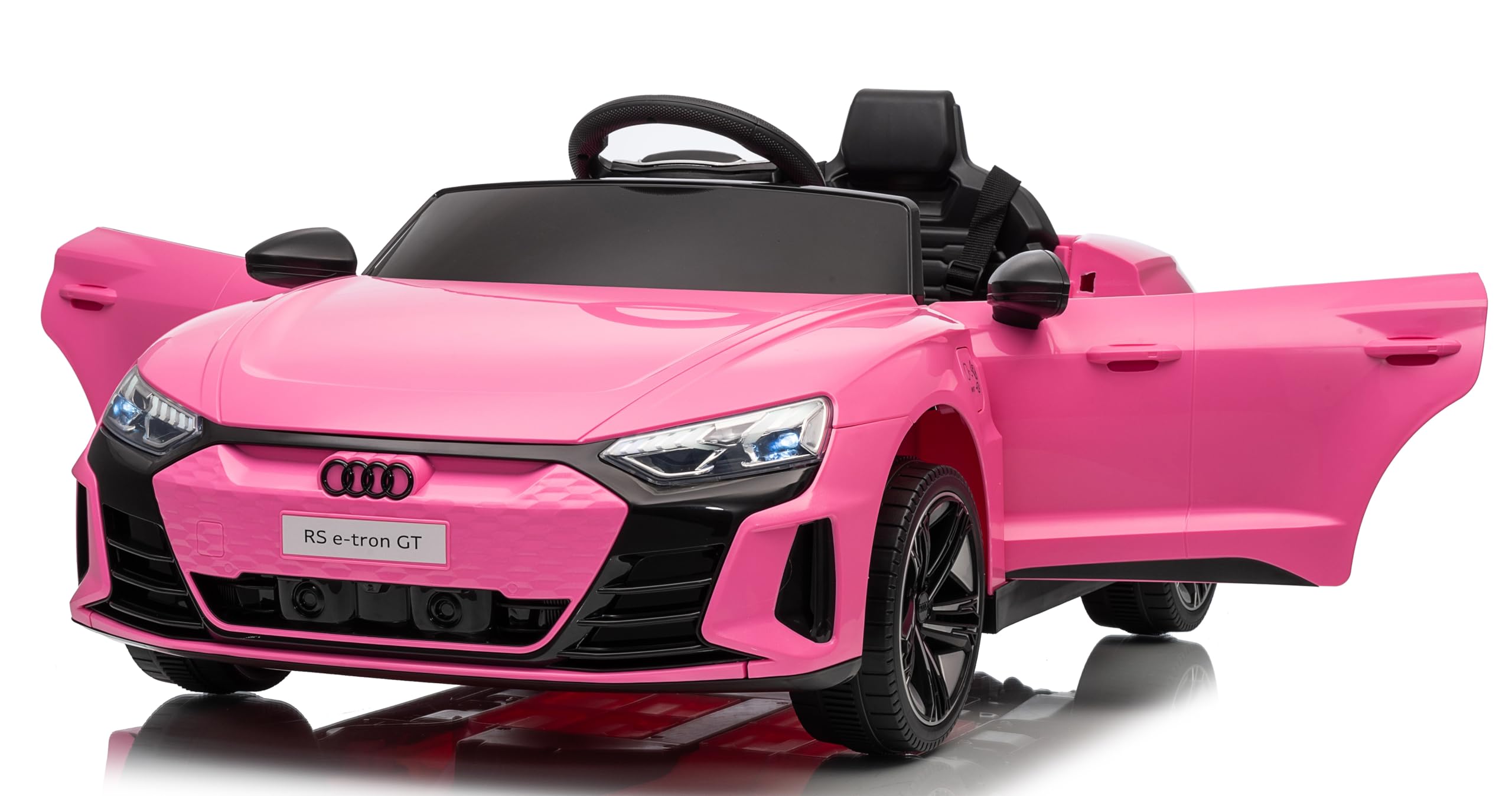 Audi RS e-tron GT Auto Elettrica per Bambini 12V con Telecomando Parentale – Macchina Cavalcabile con Porte Apribili, Cinture di Sicurezza a 3 Punti, Luci LED, MP3 USB SD, Ammortizzatori Rosa