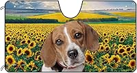 Vista 15 de Parasol para parabrisas de automóvil para perro, diseño de girasoles con diseño de Border Collie, protector solar y reflector de rayos UV, mantiene
