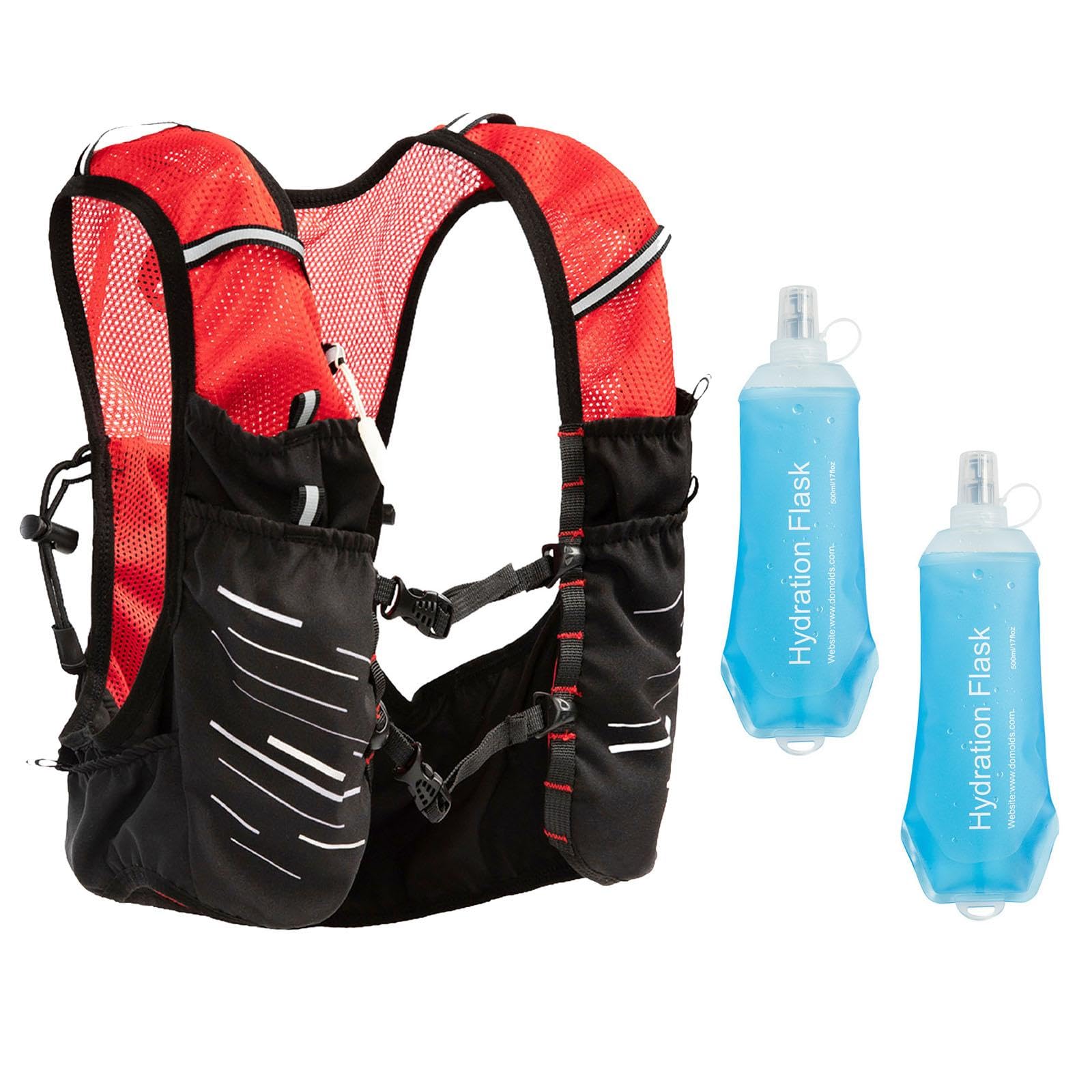 3 Pièces Gilet Running Équipement Hydratation Sac Jogging Randonnée Veste Polyester Léger Bretelles Réglables Compartiment Fonctionnel Convient