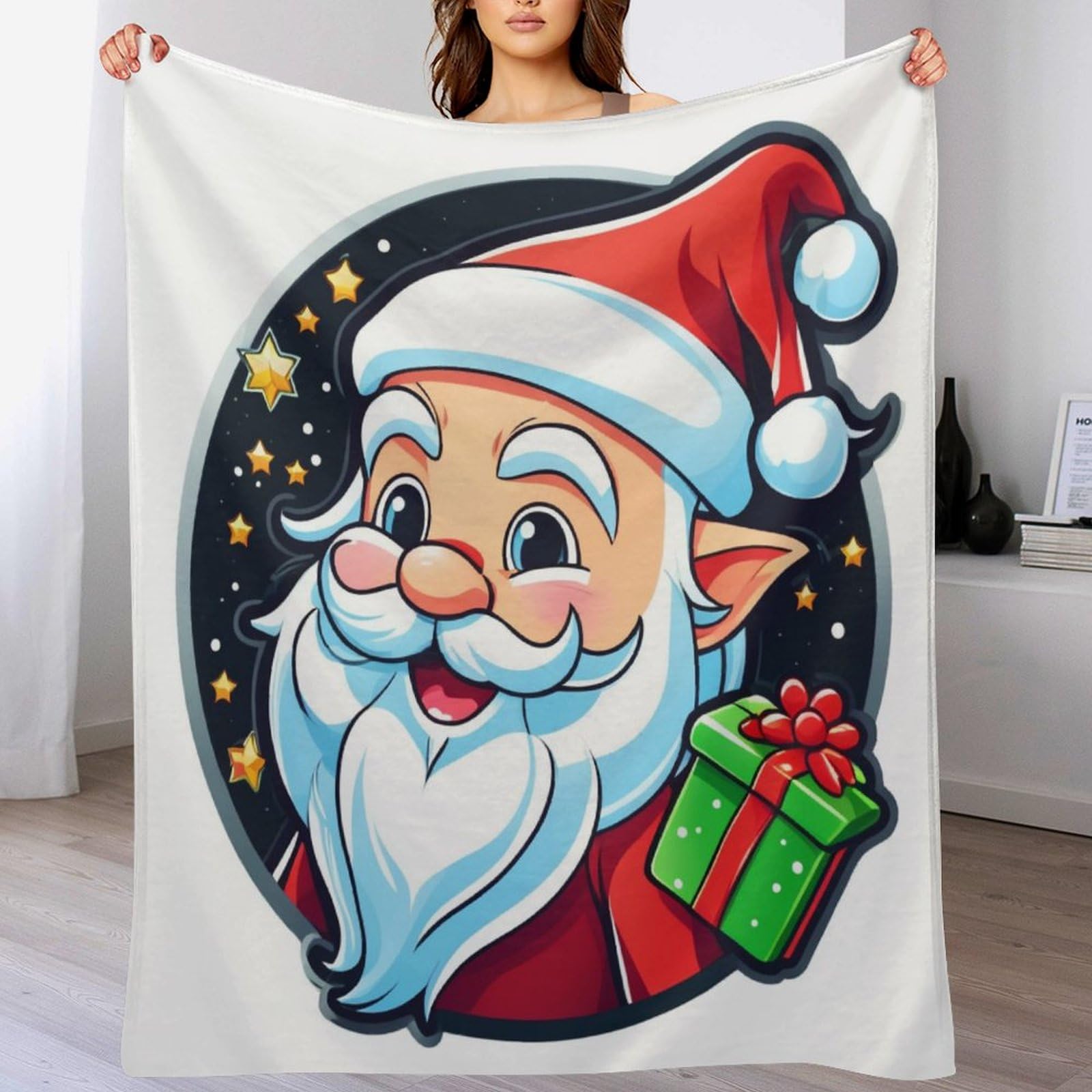 Couverture polaire Père Noël - Plaid flannel super douce imprimé canapé