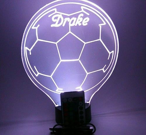 Miniatura 8 de MIRROR MANIA Lámpara de luz nocturna con luz LED grabada con nombre personalizado, con control remoto, 16 opciones de color diferentes, atenuador,